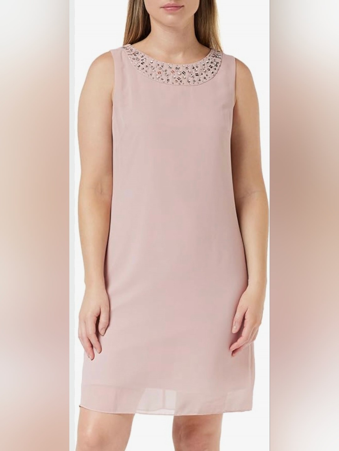 Slny Blush Pink Sleeveless Jewel-Neck Shift Mini Dress Size 12